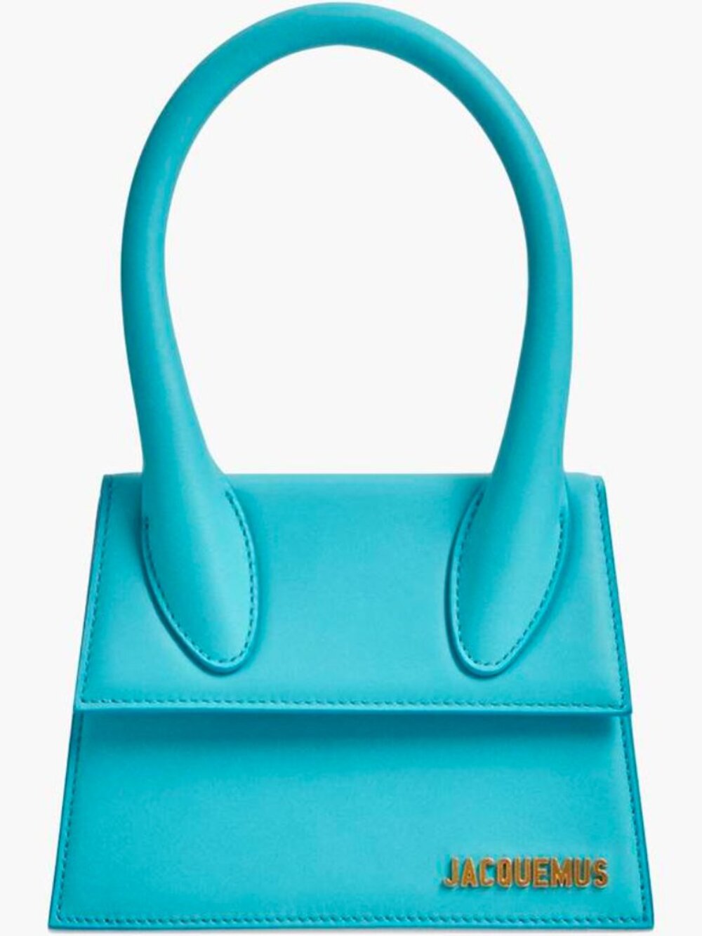 Jacquemus Teal Blue Medium Chiquito Top Handle Bag with Strap (Authentic)